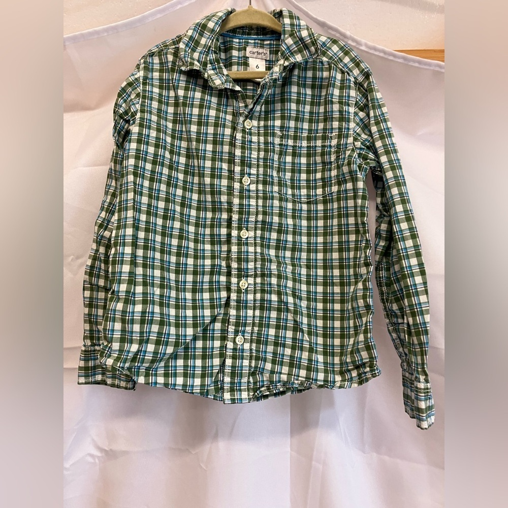 Carter's Plaid Shirts - Navy and Green - Picture 6 of 7
